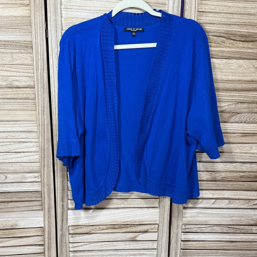 Cable & Gauge Royal Blue Women's Open Cardigan Size 2X - Picture 2 of 9